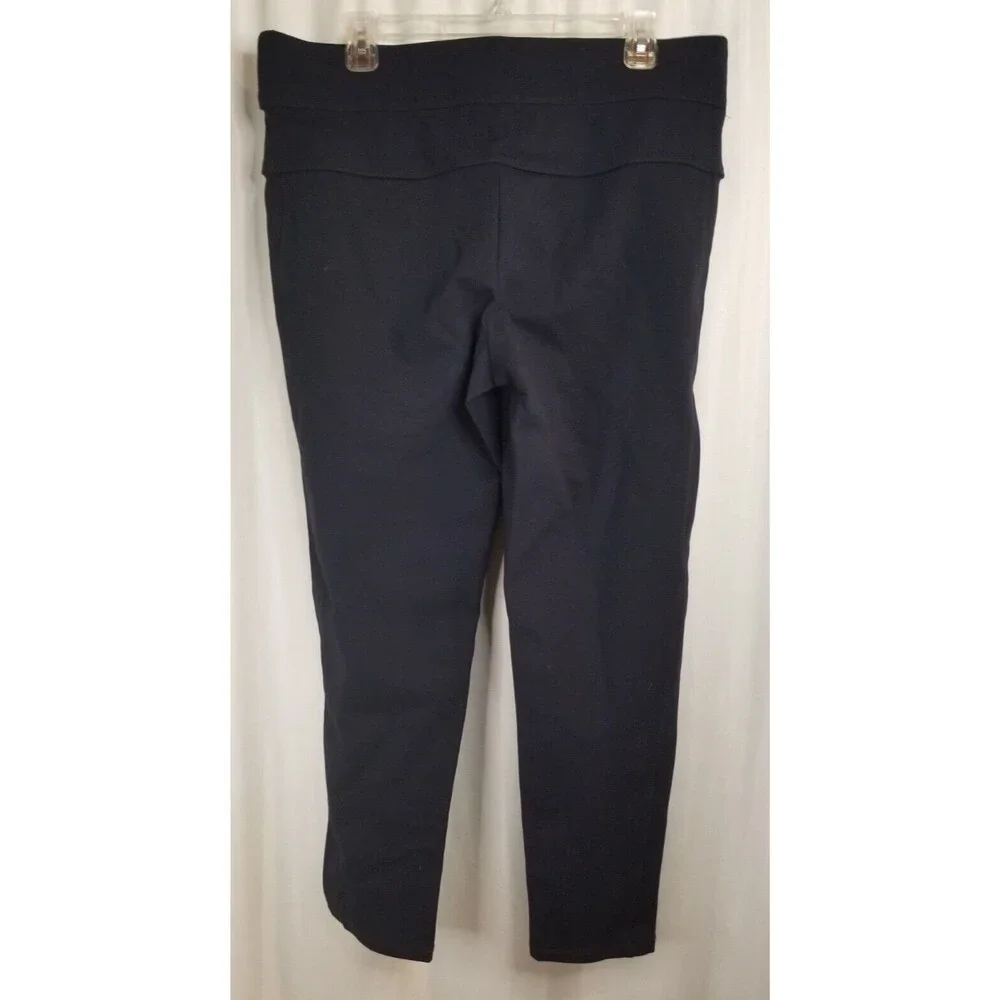 Nine West Women's Pants Stretch Deep Blue Metal Logo Tag Wide Waist Size PXL